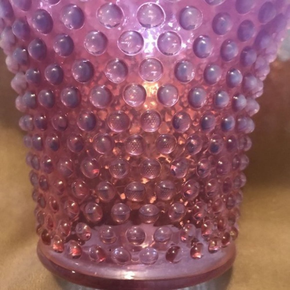 Fenton Cranberry Opalescent Hobnail Large Vase - Picture 6 of 8